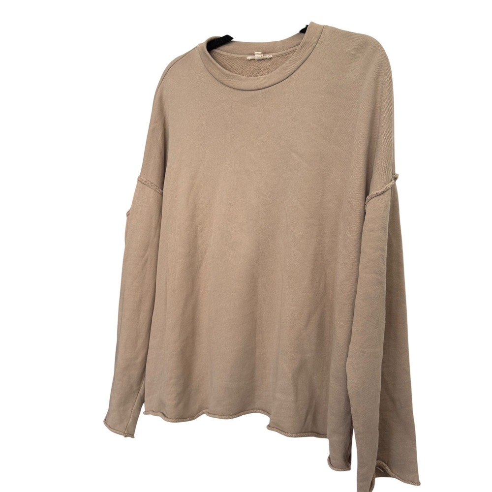 Eileen Fisher Size Small Organic Cotton French Terry Popover Sweatshirt Tan - Picture 12 of 12
